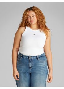 Damen Tanktop "PLUS WOVEN LABEL RIB TANK TOP", weiß, casual, Gr. XXXL, Calvin Klein Jeans Plus, unifarben, Jersey, Obermaterial: 94% Baumwolle, 6%