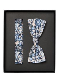 Venti Herren Fliege "Venti Set aus Fliege und Einstecktuch gemustert", blau, 100% Baumwolle, Fliegen