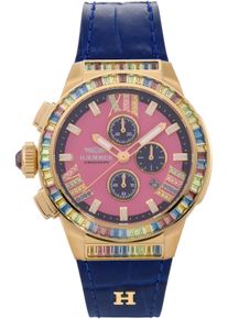 Haemmer Germany Damen Chronograph "GLORIOUS", blau, Armbanduhren, Quarzuhr, Damenuhr, Datum, Stoppfunktion, Saphirglas, Lederarmband