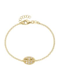 Smart Jewel Damen Armband "Mittelteil mit Zirkonia, Silber 925", 19cm, Silber 925 (Sterlingsilber), gold, Silber 925 (Sterlingsilber), Armbänder