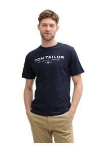 Tom Tailor Herren T-Shirt, blau, casual, Gr. XL, bedruckt, Single Jersey, Obermaterial: 100% Baumwolle, Shirts, mit Frontprint