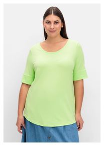 sheego Damen Rundhalsshirt "Große Größen", grün, casual, Gr. 48, unifarben, Obermaterial: 95% Viskose, 5% Elasthan, Shirts, aus weichem Viskose-Jersey