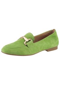 Gabor Damen Slipper, Gr. 35, grün, Ziegenveloursleder, unifarben, elegant, Schuhe, Loafer, Halbschuh, Businessschuh mit edler Zierschnalle
