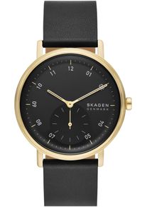 Skagen Herren Quarzuhr "KUPPEL", schwarz, Armbanduhren, Armbanduhr, Herrenuhr, analog, dezentrale Sekunde, Lederarmband