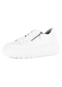Gabor Damen Plateausneaker, Gr. 42, weiß, Kalbsleder, unifarben, casual, Schuhe, Freizeitzschuh, Halbschuh, Schnürschuh mit Best Fitting-Ausstattung
