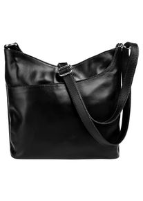 Samantha Look Damen Umhängetasche, schwarz, Leder, unifarben, Taschen, echt Leder, Made in Italy