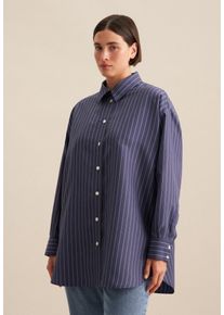 Seidensticker Damen Longbluse "Schwarze Rose", blau, Gr. 52, gestreift, 89% Viskose 11% Polyester, Blusen, Langarm Kragen Streifen
