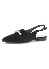 Gabor Damen Slingpumps, Gr. 40, schwarz, Ziegenveloursleder, unifarben, elegant, Schuhe, Blockabsatz, Abendschuh, Festtagsschuh in spitz zulaufender