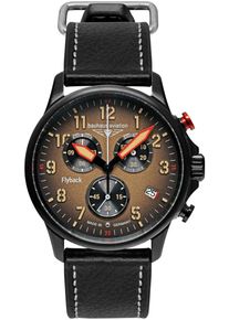 BAUHAUS Herren Chronograph "Flight Control Blackwing Flyback"schwarz, Armbanduhren, Armbanduhr, Herrenuhr, Made in Germany, analog, Tag, Stoppfunktion