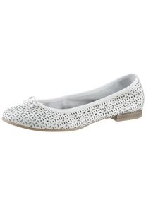 Tamaris Damen Ballerina, Gr. 39, weiß, Leder, klassisch, Schuhe, Businessschuh, Halbschuh, Schlupfschuh mit hübscher Zierschleife