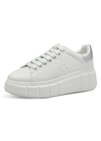 Tamaris Damen Keilsneaker, Gr. 41, silber, Lederimitat, sportlich, Schuhe, Schnürschuh, Halbschuh, Freizeitzeitschuh mit Lochmuster