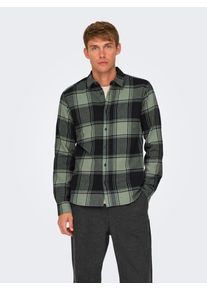 Only & Sons ONLY & SONS Herren Karohemd "ONSGUDMUND LS CHECKED SHIRT NOOS", schwarz, modisch, Gr. XXL, kariert, Web, Flanell, Obermaterial: 100% Baumwolle, Hemden