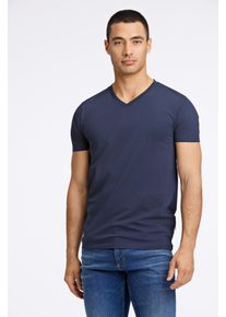 LINDBERGH Herren T-Shirt, blau, casual, Gr. XXL, unifarben, Single Jersey, Obermaterial: 95% Baumwolle, 5% Elasthan, Shirts, mit V-Ausschnitt
