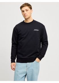 Jack & Jones JACK & JONES Herren Sweatshirt "JJBEAU SWEAT CREW NECK", schwarz, modisch, Gr. S, unifarben, angeraute Sweatware, Obermaterial: 80% Baumwolle, 20%