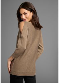 Laura Scott Damen Strickpullover, braun, feminin, Gr. 40, unifarben, Strick, Obermaterial: 50% Baumwolle, 50% Polyacryl, Pullover, mit