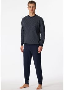 Schiesser Herren Pyjama ""Dark Sapphire"", Gr. 62, blau, Jersey, Obermaterial: 100% Baumwolle, gepunktet, unifarben, casual, Homewear-Sets, mit