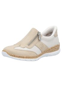 Rieker Damen Slip-On Sneaker, Gr. 39, beige, Lederimitat, Textil, sportlich, Schuhe, Halbschuh, Freizeitschuh, mit Reißverschluss und