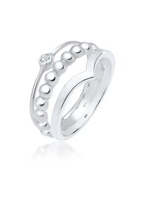 Elli Damen Solitärring "Glas Kristalle Weiß 925 3er Ringset Sterling Silber", 52mm,mit Steinen, Silber 925 (Sterlingsilber), 4mm, silber, Silber 925