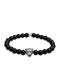 Kuzzoi Herren Armband "Herren Tiger Onyx Schwarz 925 Sterling Silber", 19cm, ohne Stein, Silber 925 (Sterlingsilber), schwarz, Silber 925