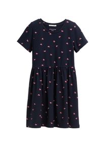 Tom Tailor Mädchen Minikleiddunkelblau pink butterfly, casual, Gr. 104, bedruckt, Jersey, Obermaterial: 93% Viskose, 7% Elasthan, Kleider, mit