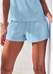s.Oliver Damen Pyjamashorts, Gr. 36, blau, Rippware, Obermaterial: 92% Modal (TENCEL), 8% Elasthan, meliert, modisch, Hosen, in elastischer Rippware