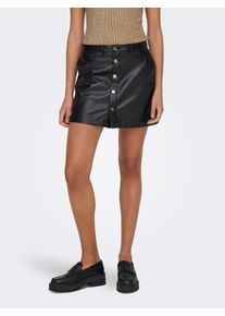 Only Damen Lederimitatrock "ONLAMAZING-LIORA HW FAUX LEAT SKIRT PNT", schwarz, modisch, Gr. XS, unifarben, Obermaterial: 100% Polyester, Röcke