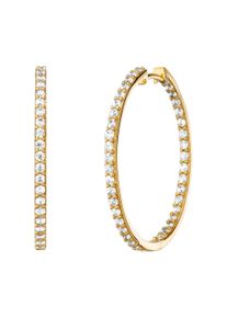 JULIE JULSEN Damen Paar Creolen "925/- Sterling Silber vergoldet Zirkonia 30 mm", ONE-SIZE, Silber 925 (Sterlingsilber), gelb, Silber 925