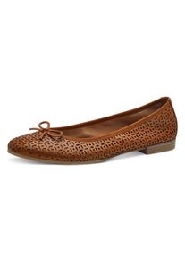 Tamaris Damen Ballerina, Gr. 40, braun, Leder, klassisch, Schuhe, Businessschuh, Halbschuh, Schlupfschuh mit hübscher Zierschleife