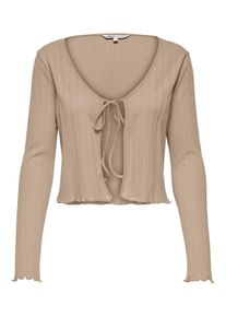 Only Damen Strickjacke "ONLCARLOTTA L/S STRING CARDIGAN JRS", braun, modisch, Gr. XS, unifarben, Strick, Obermaterial: 100% Baumwolle, Strickjacken