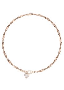 Firetti Fußkette mit Anhänger "Schmuck Geschenk Silber 925 Körperschmuck Herz+LIEBE Singapurkette", Silber 925 (Sterlingsilber), rosa, Silber 925