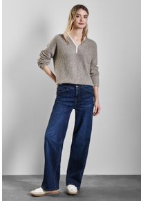 Street One Damen Strickpullover, beige, casual, Gr. 36, unifarben, Web, 37% Baumwolle, 34% Polyacryl, 26% Polyester, 3% Elasthan, Pullover, aus