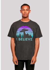 F4NT4STIC Herren T-Shirt "I BELIEVE UFO Alien Raumschiff Retro", schwarz, casual, Gr. XXL, Obermaterial: 100% Baumwolle, Shirts, Premium Qualität