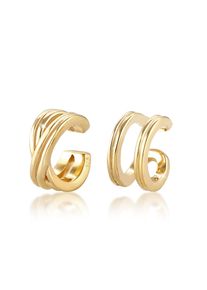 Elli Damen Paar Ohrhaken "Earcuff ohne Stein 925 Sterling Silber", OneSize, ohne Stein, Silber 925 (Sterlingsilber), gold, Silber 925