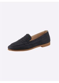 Andrea Conti Damen Slipper, Gr. 38, blau, Leder, Rindsleder, Nubukleder, modisch, Schuhe