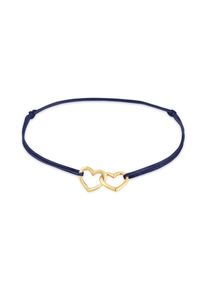 Elli Damen Armband "Herz Nylon Bändchen 925 Sterling Silber", 16cm, ohne Stein, Silber 925 (Sterlingsilber), gold, Silber 925 (Sterlingsilber),