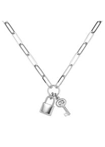 Smart Jewel Damen Collier "mit Anhänger Schloss und Schlüssel, Silber 925", 48cm, Silber 925 (Sterlingsilber), silber, Silber 925 (Sterlingsilber),