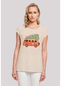 F4NT4STIC Damen T-Shirt "Groovy Weihnachten Camper Van", weiß, casual, Gr. XXL, Obermaterial: 100% Baumwolle, Shirts, Premium Qualität,