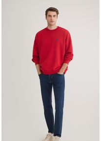 Mavi Herren Rundhalspullover "CREW NECK SWEATSHIRT", rot, casual, Gr. S, bedruckt, Jersey, 80% Baumwolle, 20% Polyester, Pullover, Basic Pullover