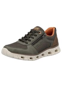 RIEKER SPORT Herren Sneaker, Gr. 45, grün, Lederimitat, Textil, sportlich, Schuhe, Schnürschuh, Freizeitschuh, Halbschuh mit Reißverschluss