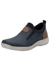 Rieker Herren Slip-On Sneaker, Gr. 46, blau, Lederimitat, Textil, Basic, Schuhe, Freizeitschuh, Halbschuh, Sneaker mit Gummizug, zum Schlupfen