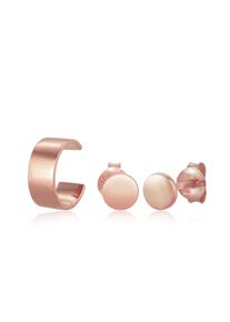 Elli Damen Ohrring-Set "Ohrstecker Earcuff Set 925 Sterling Silber", OneSize, ohne Stein, Silber 925 (Sterlingsilber), rosa, Silber 925
