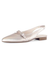 Gabor Damen Slingpumps, Gr. 37, gold, Nappaleder, metallic, elegant, Schuhe, Blockabsatz, Abendschuh, Businessschuh, elastisches Fersenriemchen
