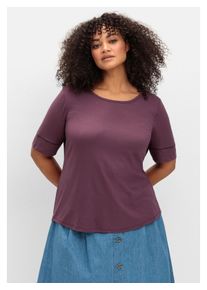 sheego Damen Rundhalsshirt "Große Größen", lila, casual, Gr. 46, unifarben, Obermaterial: 95% Viskose, 5% Elasthan, Shirts, aus weichem Viskose-Jersey