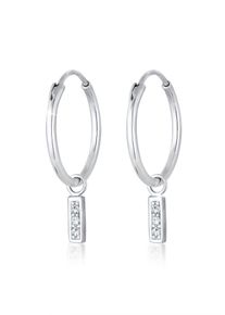 Elli Damen Paar Creolen "Creolen Glas Kristalle Weiß 925 Sterling Silber", OneSize,mit Steinen, Silber 925 (Sterlingsilber), silber, Silber 925