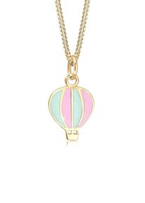 Elli Damen Kette mit Anhänger "Heißluftballon Emaille 925 Sterling Silber vergoldet", 36, ohne Stein, Silber 925 (Sterlingsilber), L: 36cm, gold,