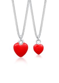 Elli Damen Schmuckset "Set Herz Mutter Kind Liebe Emaille 925 Silber", OneSize, rot, Silber 925 (Sterlingsilber), Schmuck-Sets