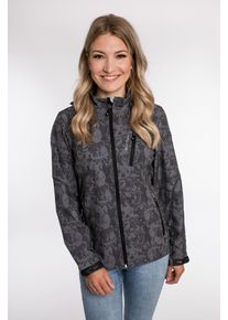 DEPROC Active Damen Softshelljacke "SHELBY PEAK WOMEN", grau, casual, Gr. 38, 96% Polyester; 4% Elasthan, Jacken, mit abnehmbarer Kapuze