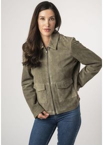Mauritius Damen Lederjacke "MWYaima", grün, modisch, Gr. XL, unifarben, Obermaterial: 100% Schafsleder. Futter: 100% Polyester. Ärmelfutter: 100%