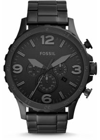 Fossil Herren Chronograph "NATE", schwarz, Armbanduhren, Quarzuhr, Armbanduhr, Herrenuhr, Stoppfunktion, Edelstahlarmband,Datum