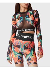 Plein Sport Damen Lauftop "Sport Top"0221, schwarz, multicolorot, Gr. XS, Obermaterial: 90% Polyester, 10% Elasthan, Tops